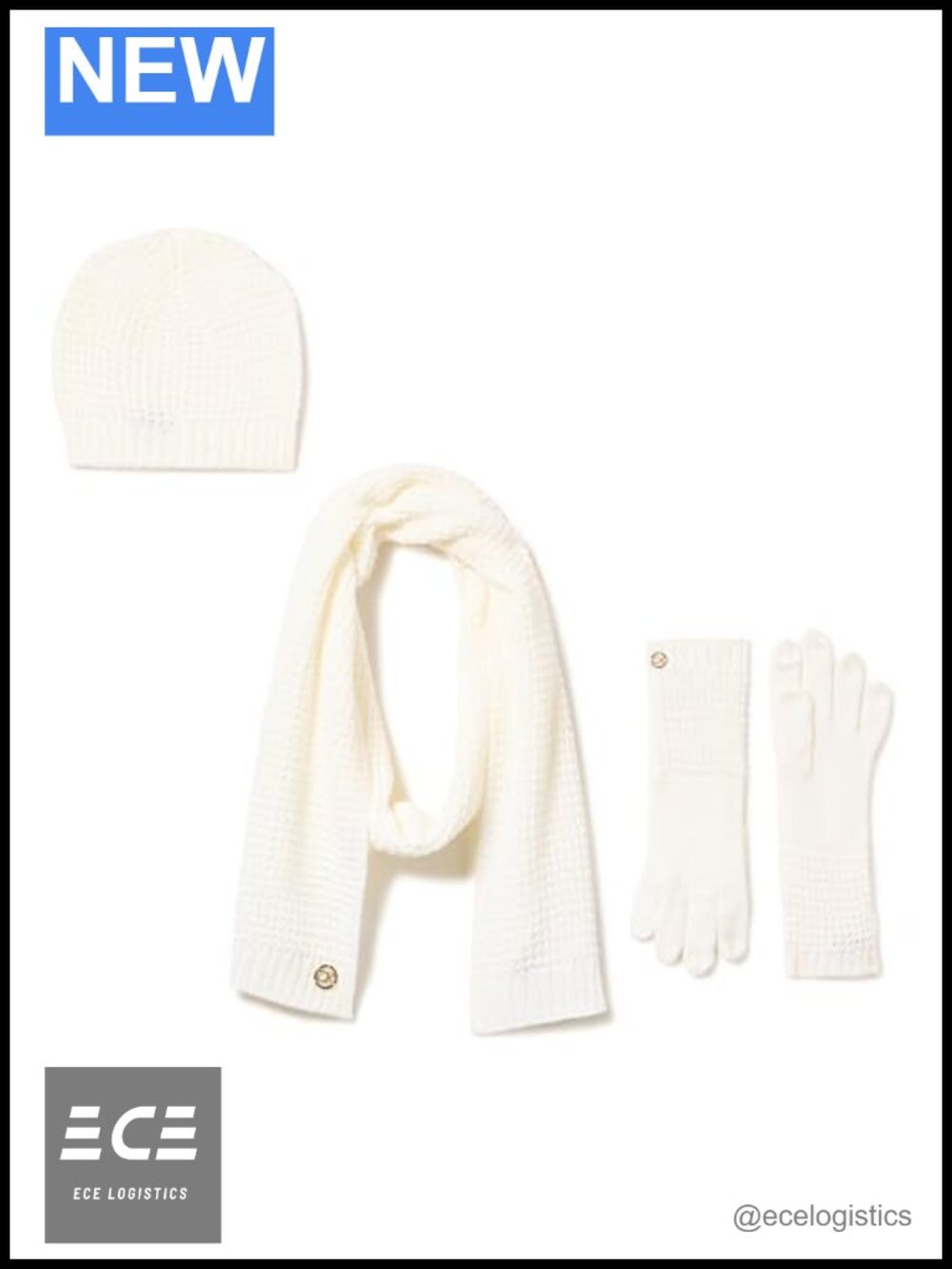 Waffle Knit 3 Piece Winter Accessory Set Hat Gloves Scarf Acrylic